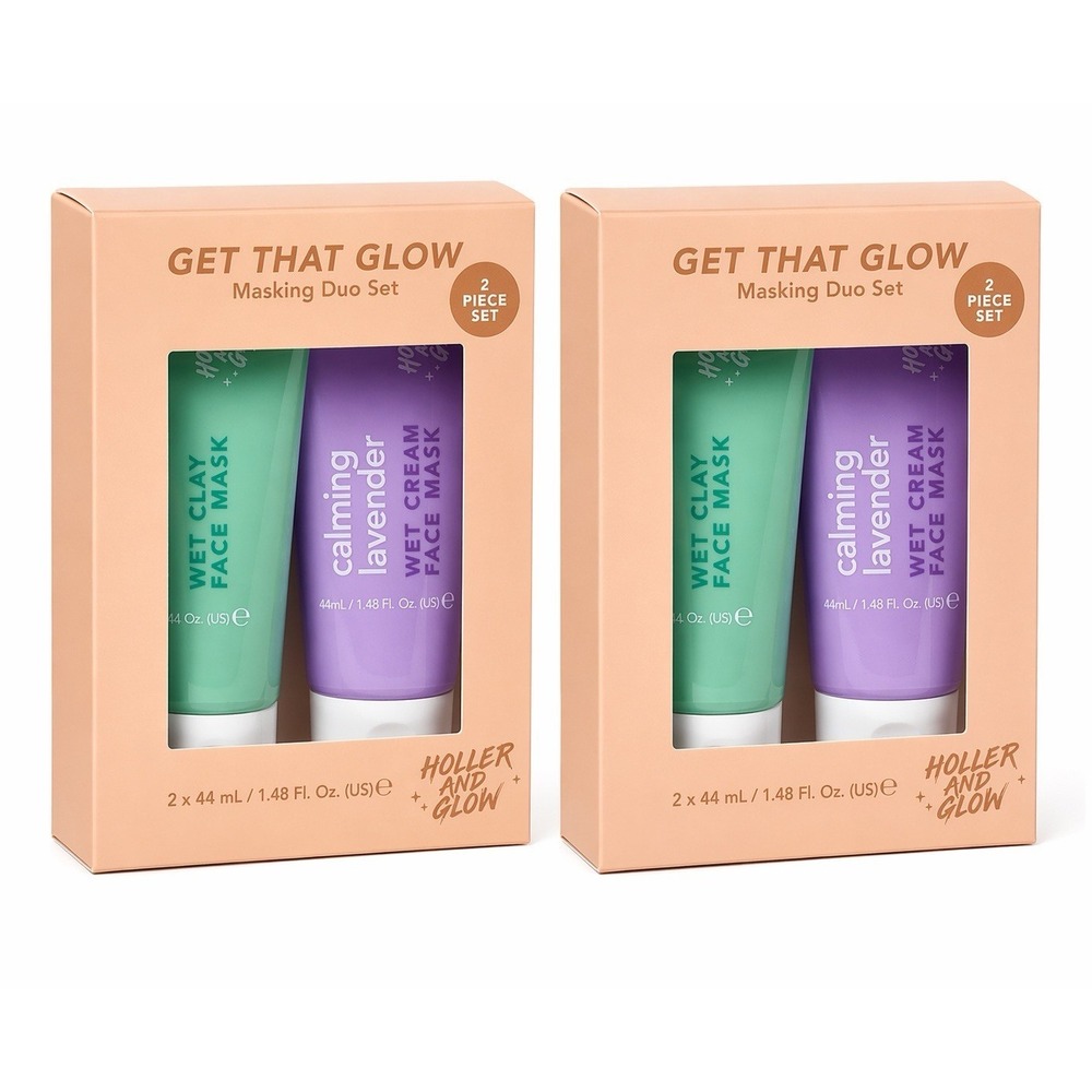 Holler and Glow Get That Glow Mask Duo Set Tea Tree & Lavender Face Mask 2 PACK